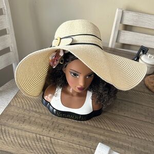 Stylish Wide Brim Straw Hat with Black Band